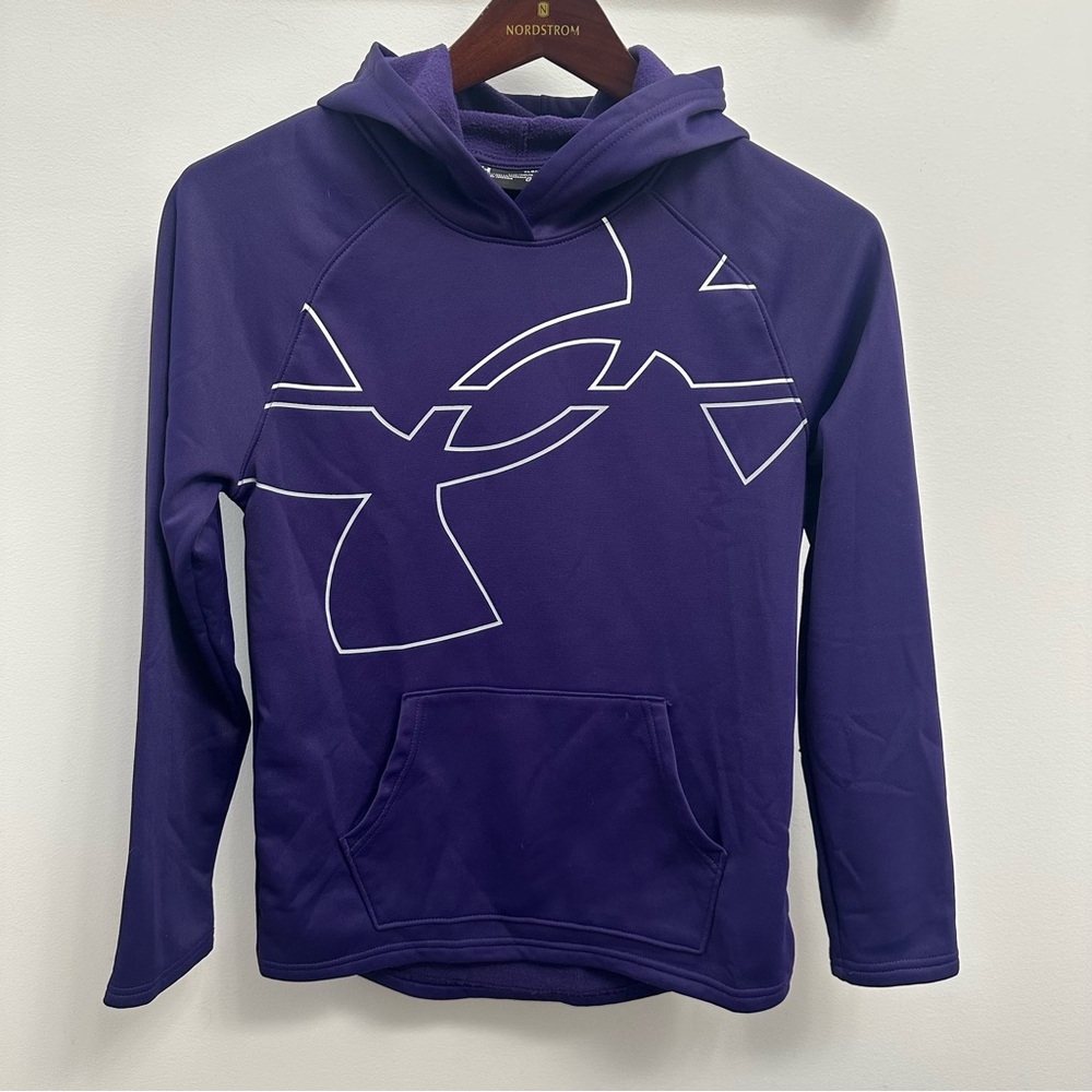 Under Armour Coldgear Long Sleeve Purple Hooded Sweatshirt Youth Large